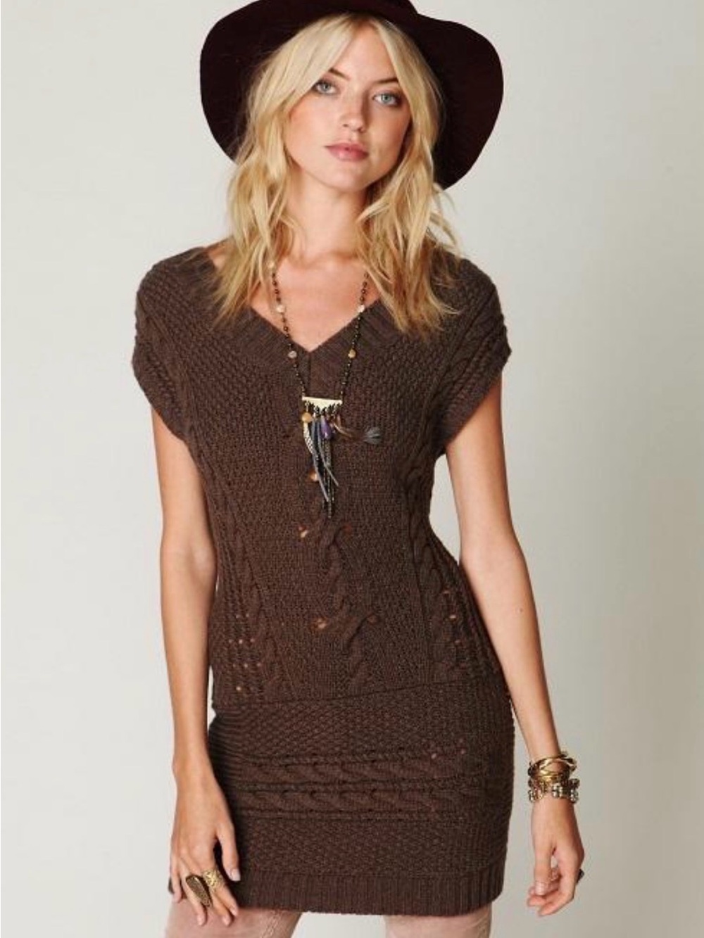Free People Autumnal Soft Alpaca & Wool Knit Mini Dress
